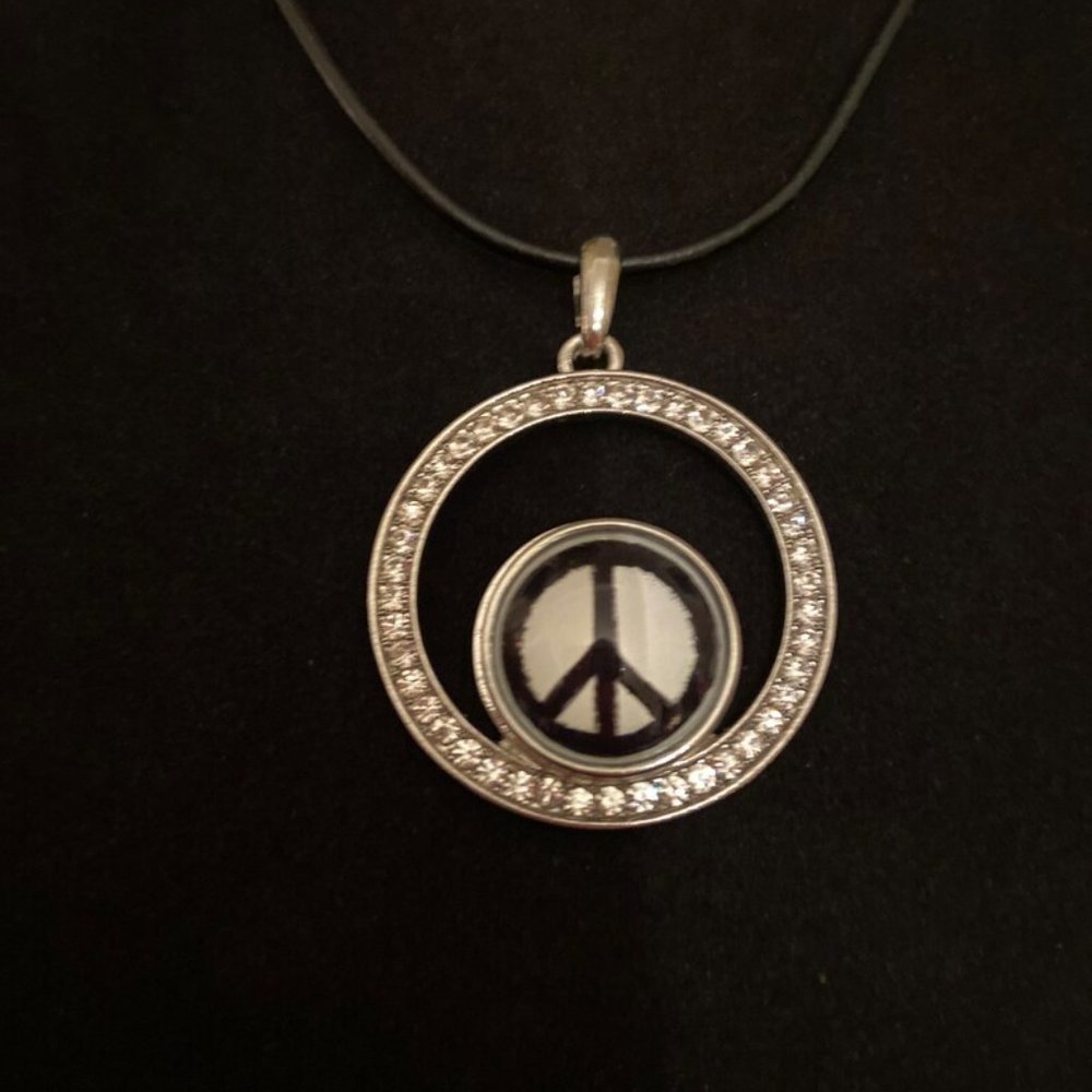 Peace Sign Rhinestone Necklace Gift - Picture 2 of 5
